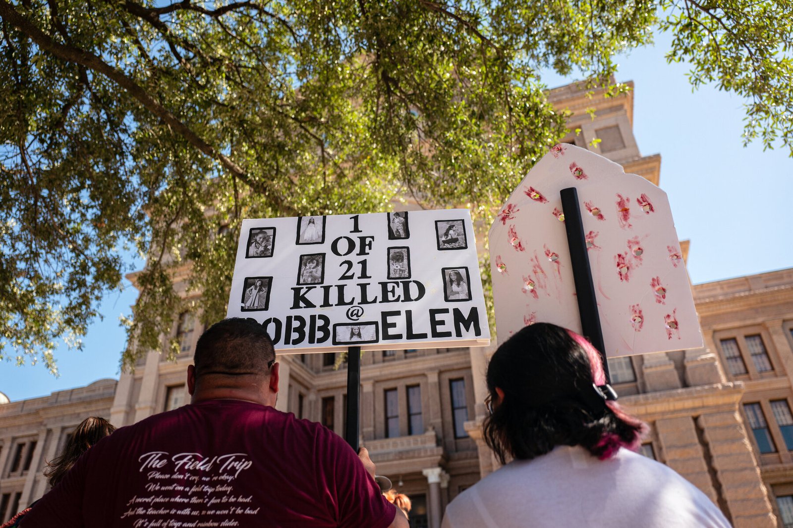 Mr. Cazares and Jazmin attended a March for Our Lives rally with their family to advocate for stricter gun control laws outside of the Texas State Capitol in Austin.